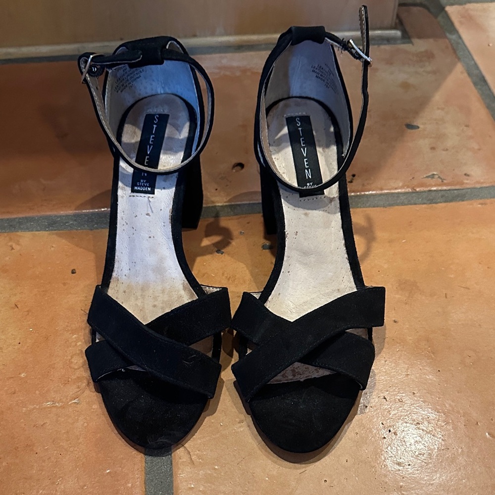Steven Black Strappy Heels